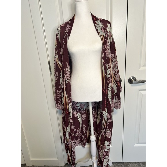 Free People Intimate Floral Duster Cover Up Open Front Lightweight Size Small S - Picture 10 of 16